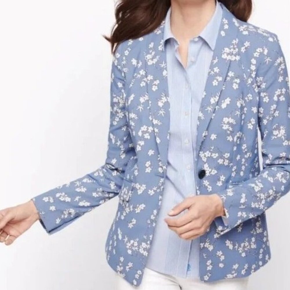 Talbots light blue floral blazer